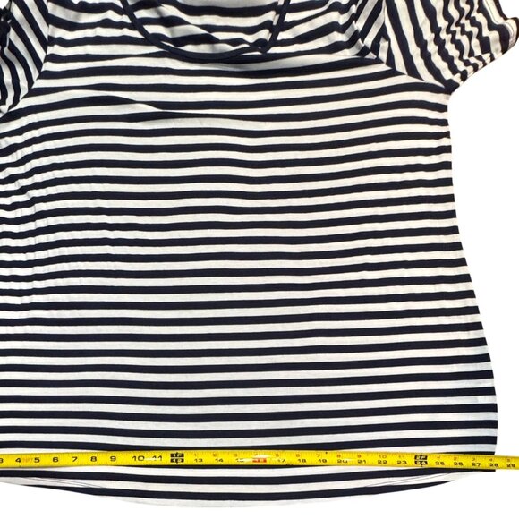 Per Seption Women Navy White Striped Top 2X Openwork‎ Sleeves Nautical Tee NEW - Picture 12 of 13